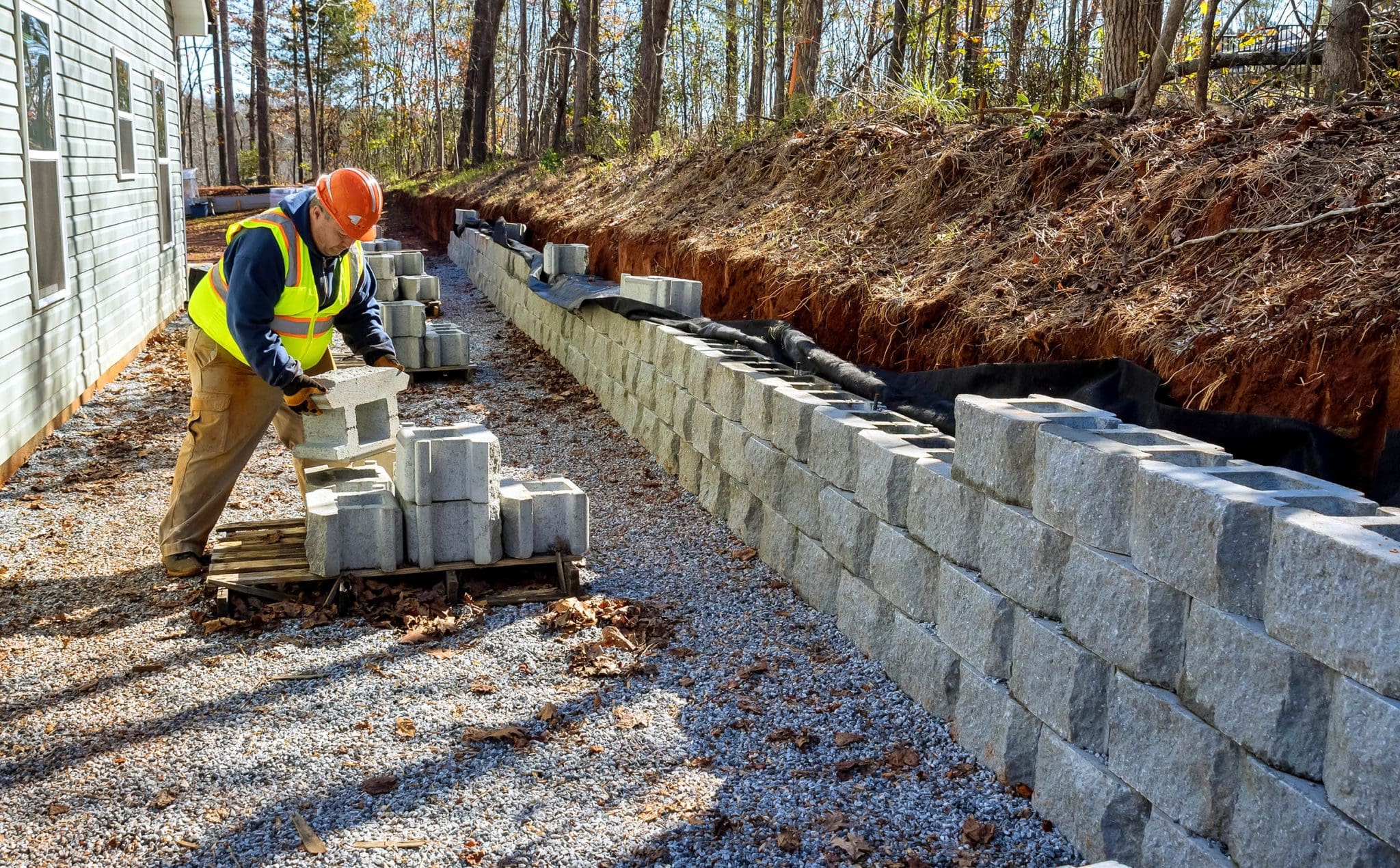 Retaining Wall Installation in Simsbury project 1